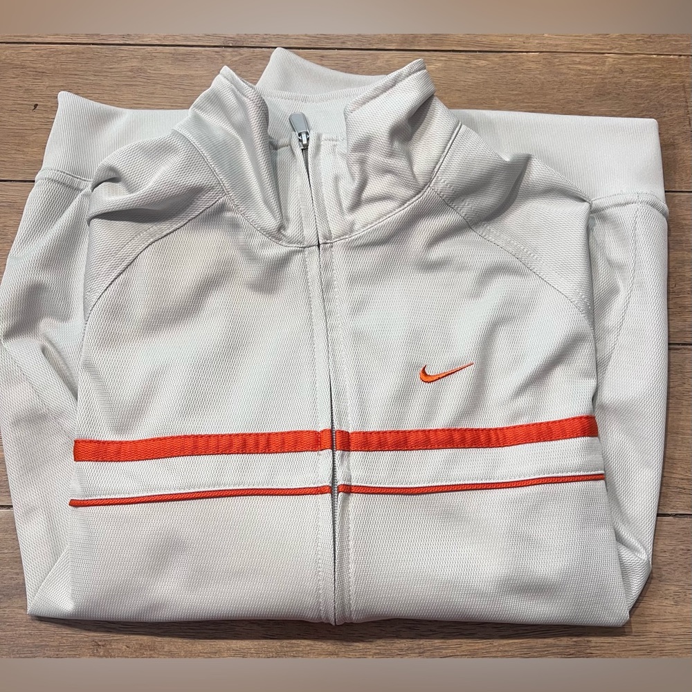Nike Grey Jacket with Orange Detailing. Size: Medium